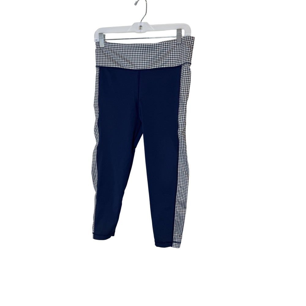 Vineyard Vines Leggings Womens Medium Blue Gingham Waist Capri Athletic Pants